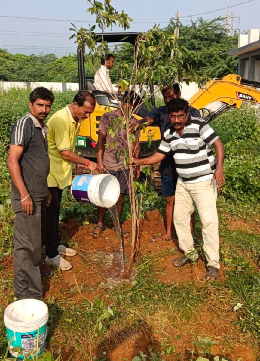 స్మశాన వాటికలో మొక్కలు నాటిన 79 వ వార్డు కార్పొరేటర్ రౌతు శ్రీనివాస్..