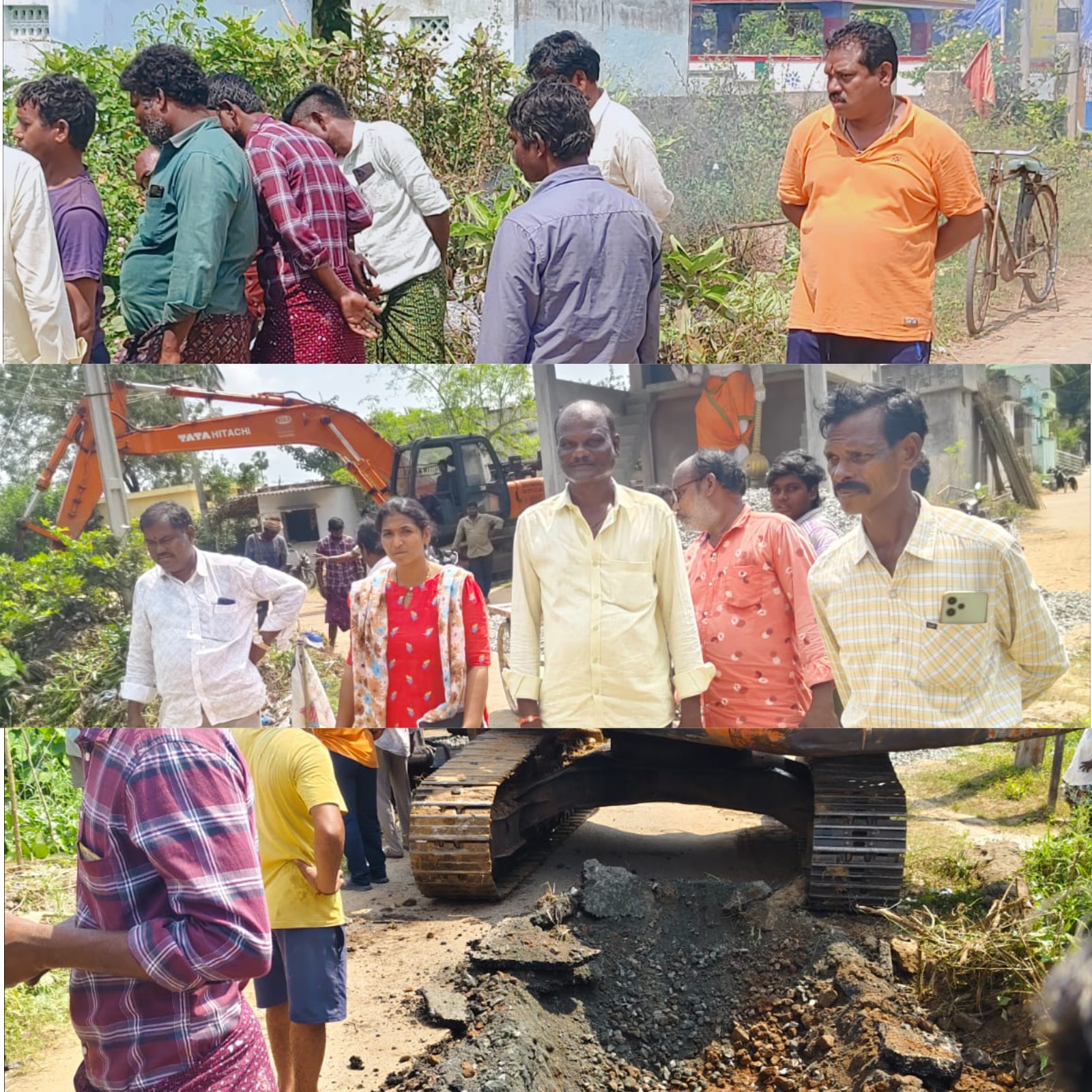 జమ్మి పాళెం లోనూతన బ్రిడ్జి నిర్మాణ పనులు పరిశీలించిన కొల్లా బ్రదర్స్