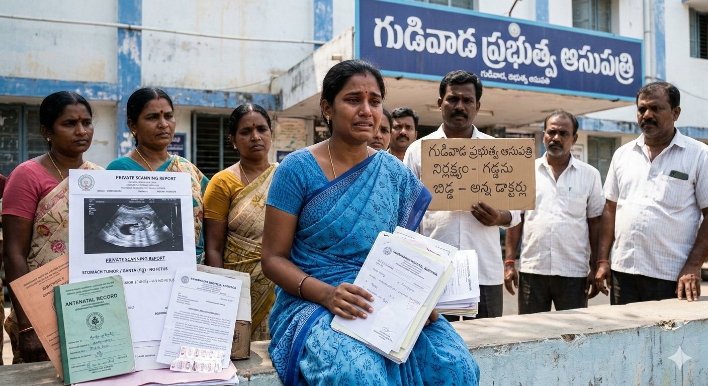 గుడివాడ ప్రభుత్వ ఆసుపత్రిలో కడపులో గడ్డను … బిడ్డ