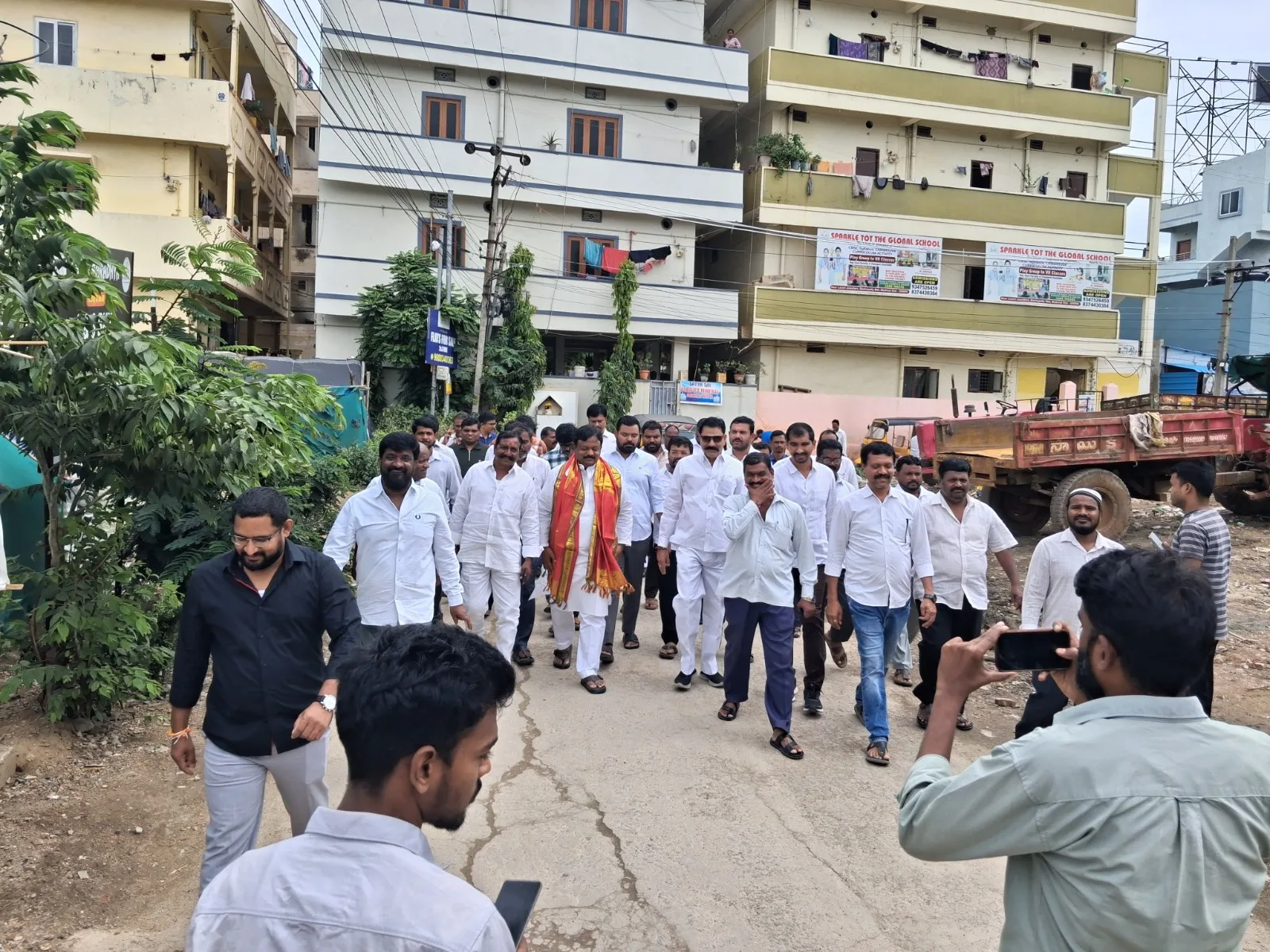 బాచుపల్లి ఎల్లమ్మ దేవాలయం వద్ద నూతన సీసీ రోడ్డు పనులకు శ్రీకారం